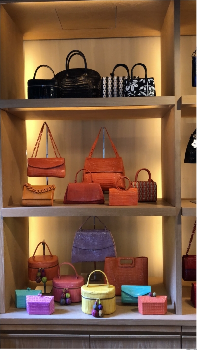 Nancy Gonzalez handbags on display at Gzuniga showroom