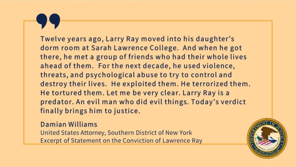 Excerpt of Statement on the Conviction of Lawrence Ray