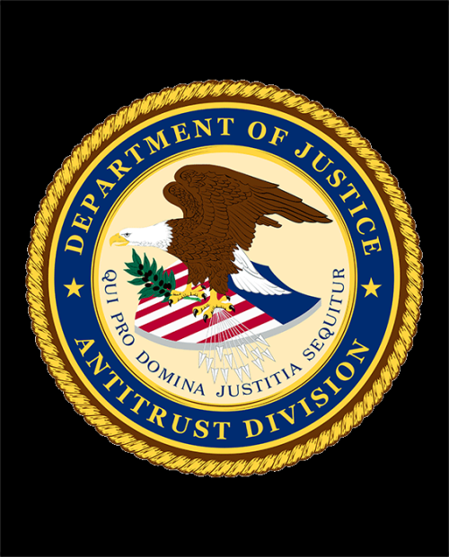 Department of Justice, Antitrust Division Seal with black background